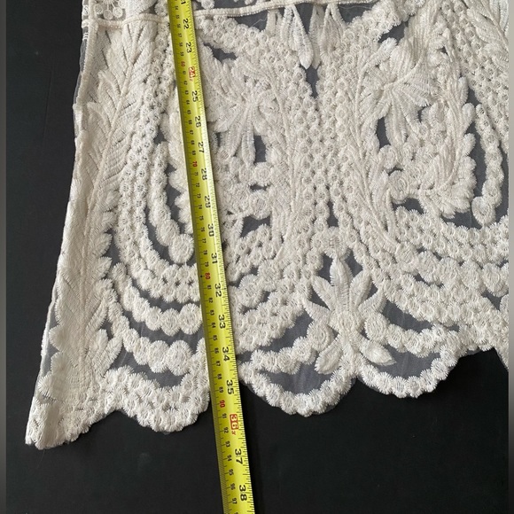 VINTAGE Guipure Lace Boho Style Sheer Dress Ivory - Picture 5 of 12